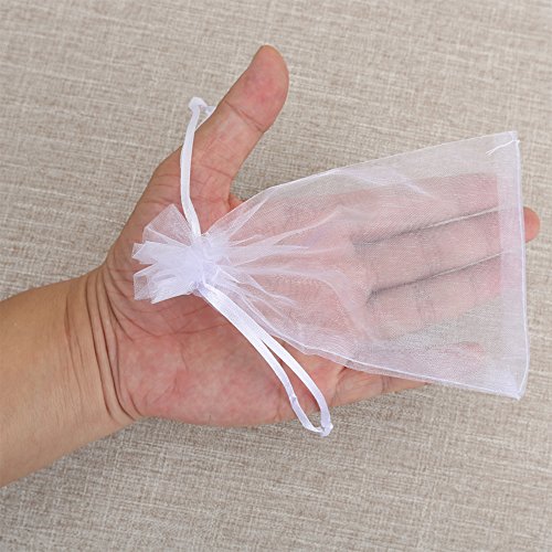 HRX Package 100pcs White Organza Bags, 4 x 6 inches Christmas Wedd...