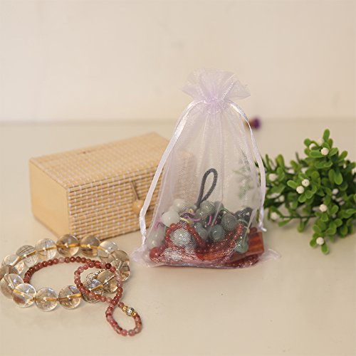 HRX Package 100pcs White Organza Bags, 4 x 6 inches Christmas Wedd...