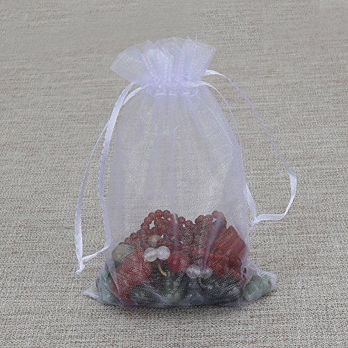 HRX Package 100pcs White Organza Bags, 4 x 6 inches Christmas Wedd...