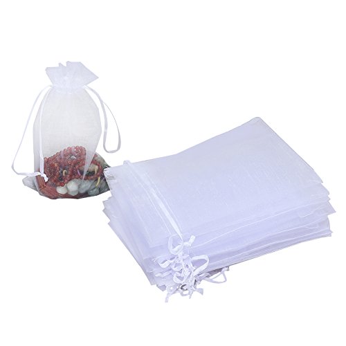 HRX Package 100pcs White Organza Bags, 4 x 6 inches Christmas Wedd...