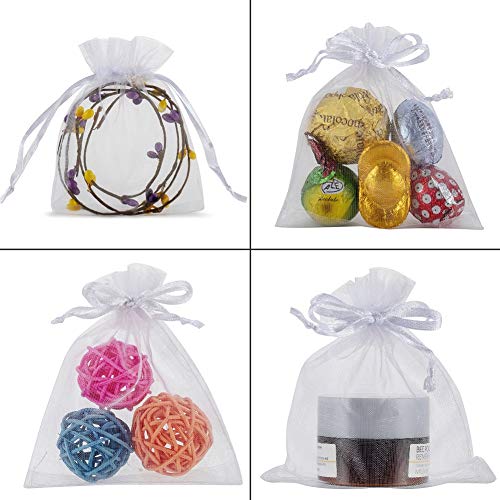HRX Package 100pcs White Organza Jewelry Bags Drawstring 3 x 4 inc...