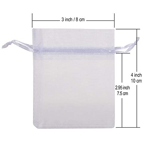 HRX Package 100pcs White Organza Jewelry Bags Drawstring 3 x 4 inc...