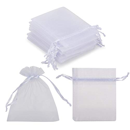 HRX Package 100pcs White Organza Jewelry Bags Drawstring 3 x 4 inc...