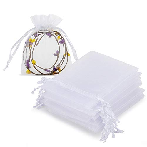 HRX Package 100pcs White Organza Jewelry Bags Drawstring 3 x 4 inc...