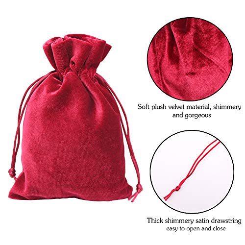 HRX Package Velvet Gift Pouches Red, Soft Velvet Drawstring Bags f...