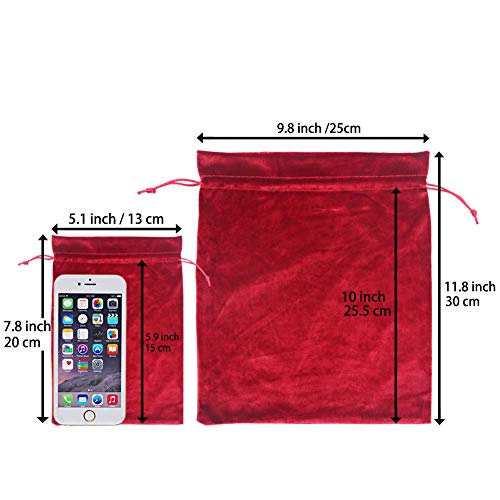 HRX Package Velvet Gift Pouches Red, Soft Velvet Drawstring Bags f...