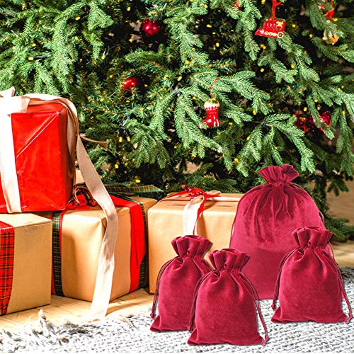 HRX Package Velvet Gift Pouches Red, Soft Velvet Drawstring Bags f...