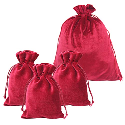 HRX Package Velvet Gift Pouches Red, Soft Velvet Drawstring Bags f...