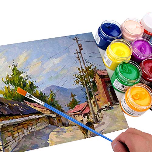Hslife 120 Pcs Blue Handle Paint Brushes, Paint Brushes Kits Set, ...