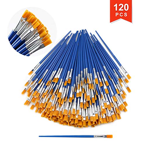 Hslife 120 Pcs Blue Handle Paint Brushes, Paint Brushes Kits Set, ...