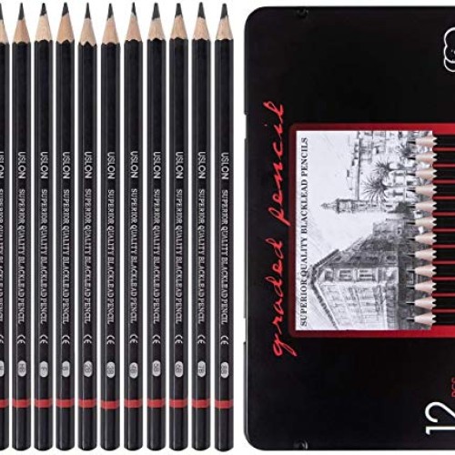 Professional Drawing Sketch Pencils Set of 12, Medium 8B - 2H, A...
