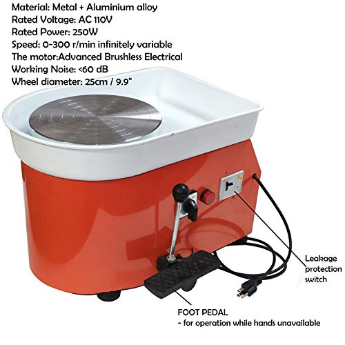 HTTMT- Electric Pottery Wheel 25cm Pottery Forming Machine 250W Po...