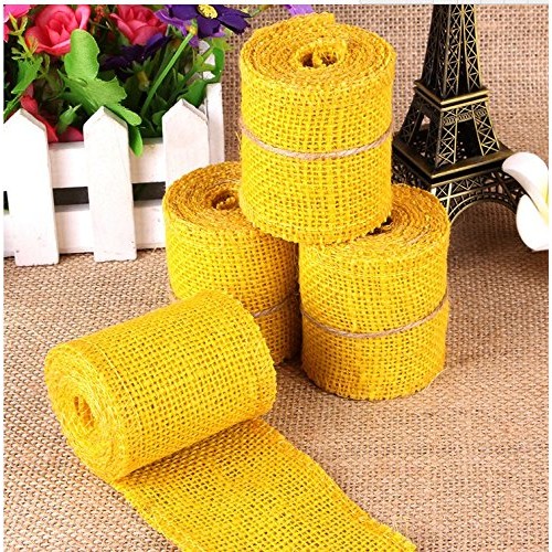 Huachnet Natural Jute Burlap Ribbon Roll Fabric for Wedding Party ...