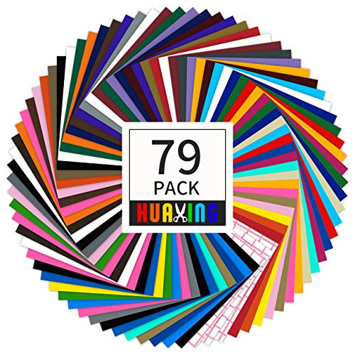 Huaxing Permanent Self Adhesive Vinyl Sheets Pack of 79, 12” X 12...