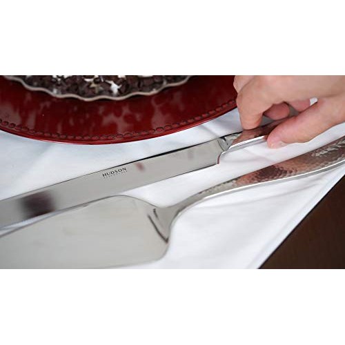 Hudson Essentials Hammered 18/10 Stainless Steel Cake Knife & Cake...