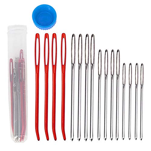 16 PCS Jumbo Bent Tip Tapestry Needles and Large-Eye Blunt Steel D...