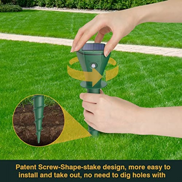 Mole Repellent Screw for Lawns, Mole Traps Solar Powered Outdoor G...