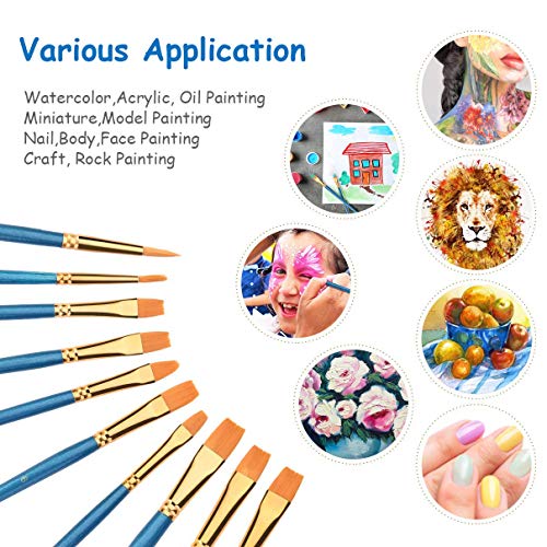 50 Pcs Paint Brushes with 12 Pcs Paint Pallet Trays for Kids and A...