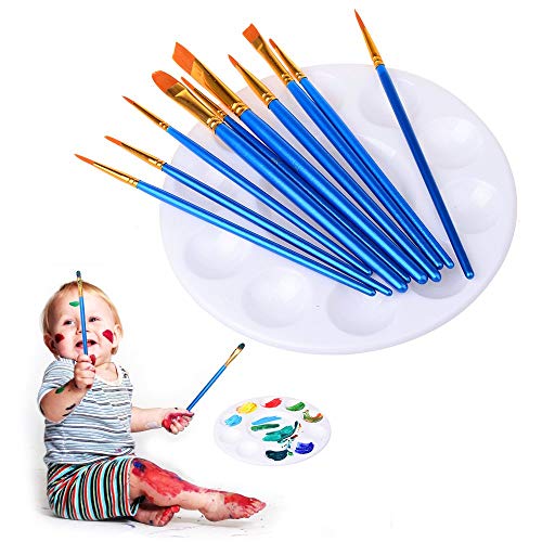 50 Pcs Paint Brushes with 12 Pcs Paint Pallet Trays for Kids and A...
