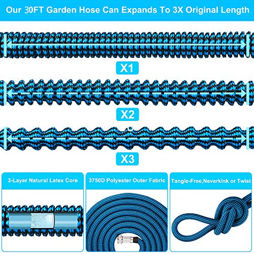 HULOSAN Expandable Garden Hose with 9 Function Nozzle, Leakproof L...