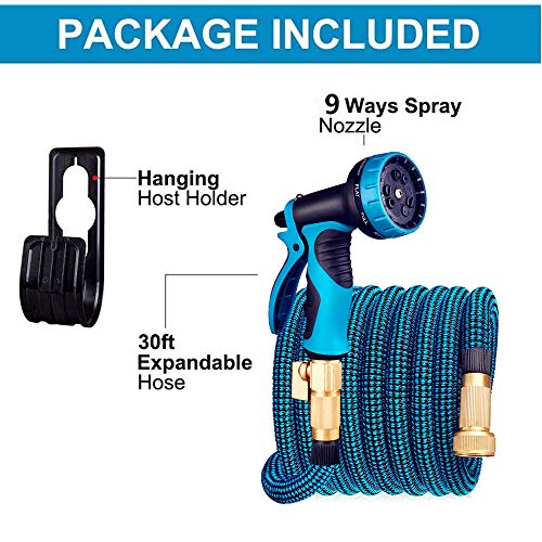 HULOSAN Expandable Garden Hose with 9 Function Nozzle, Leakproof L...