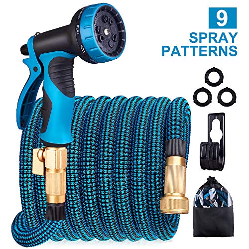 HULOSAN Expandable Garden Hose with 9 Function Nozzle, Leakproof L...