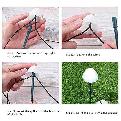 HULPPRE Set of 15pcs Warm White 8 Modes 29.5ft Mini Mushroom Solar...