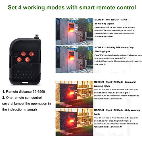 Solar Strobe Light with Motion Detector Solar Alarm Light with Rem...