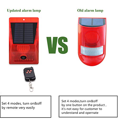 Solar Strobe Light with Motion Detector Solar Alarm Light with Rem...