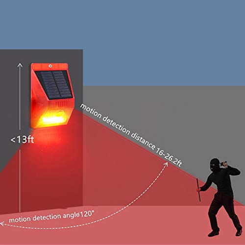 Solar Strobe Light with Motion Detector Solar Alarm Light with Rem...