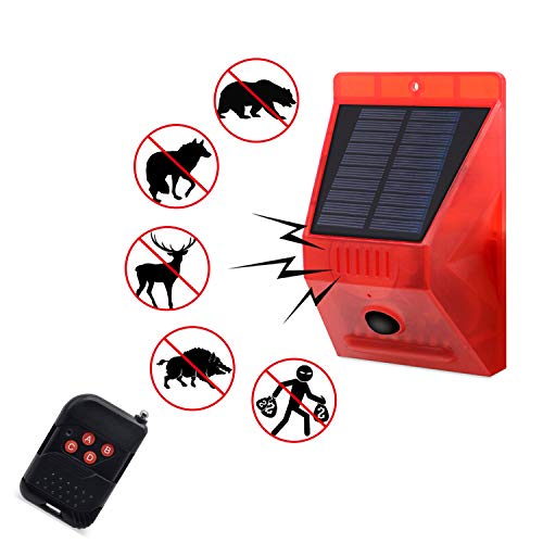 Solar Strobe Light with Motion Detector Solar Alarm Light with Rem...