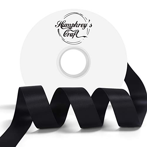 Humphreys Craft 1 Inch Black Double Faced Wide Satin Ribbon - 50 ...