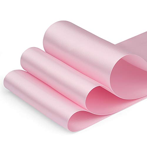 Humphreys Craft 4 Inch Pink Double Faced Wide Satin Ribbon - 10 Y...