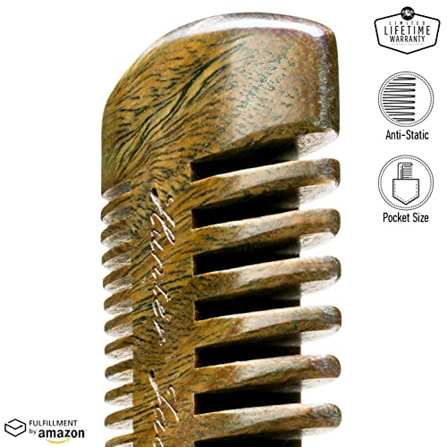 Sandalwood Beard Comb for Men - Handmade Beard & Mustache Comb - P...