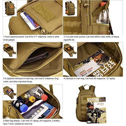 Huntvp 10L Mini Daypack Military MOLLE Backpack Rucksack Gear Tact...