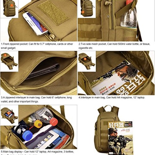 Huntvp 10L Mini Daypack Military MOLLE Backpack Rucksack Gear Tact...