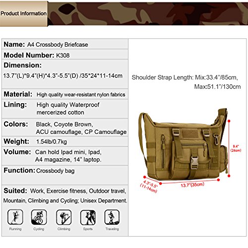 Huntvp Tactical Messenger Bag Shoulder Bag Cross Body Bag Belt Sli...