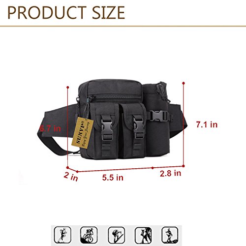 Huntvp Tactical Waist Pack Pouch with Water Bottle Pocket Holder W...