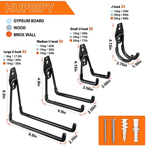 HUPBIPY 12 Pack Garage Hooks Heavy Duty,Utility Steel Garage Stora...