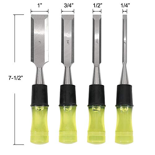 Hurricane 4 Pieces Wood Chisel Set Cr-V Construction for Woodworki...