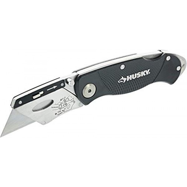 Husky 21113 Folding Sure-Grip Lock Back Utility Knife w/ 10 Dispos...