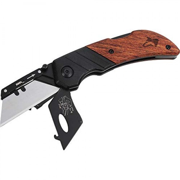 Husky 97211 Wood Handled Folding Sure-Grip Lock Back Utility Knife...