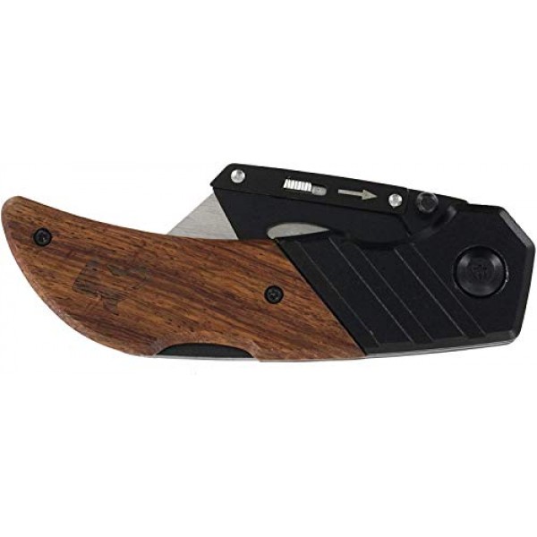 Husky 97211 Wood Handled Folding Sure-Grip Lock Back Utility Knife...