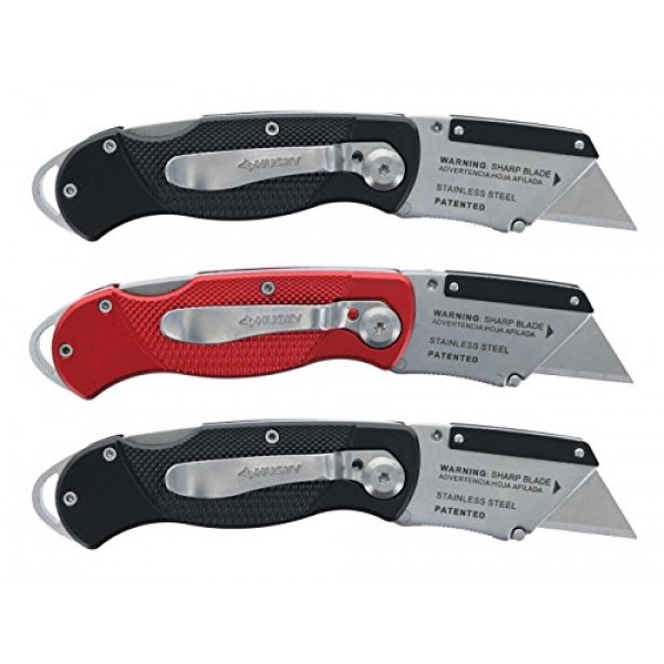 Husky Folding Sure-Grip Lock Back Utility Knives Multi Pack 3 Pie...
