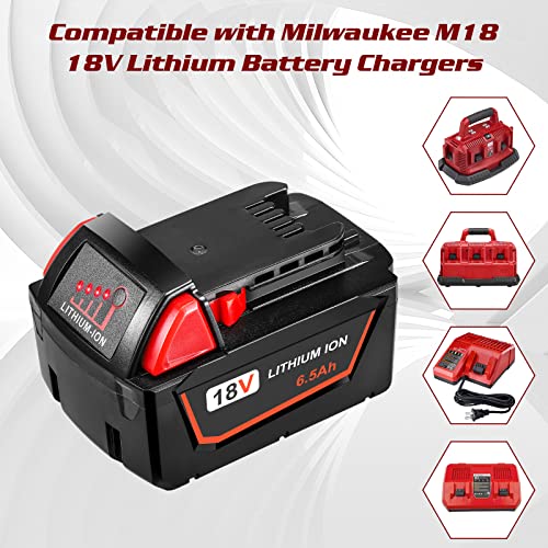 HUSUE 6.5Ah 18V Replacement Battery for Milwaukee M18 Battery, Lit...