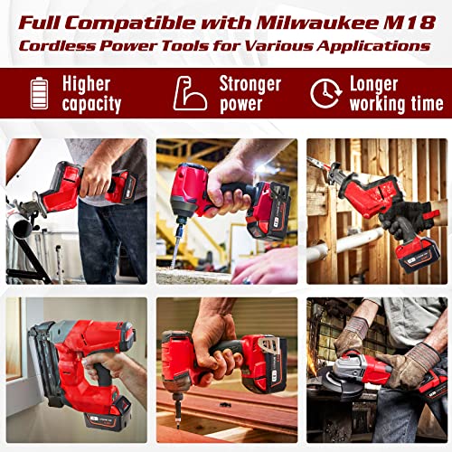 HUSUE 6.5Ah 18V Replacement Battery for Milwaukee M18 Battery, Lit...