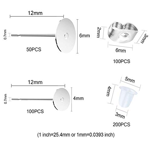 450PCS Earring Posts Stainless Steel Flat Pad,Hypoallergenic Stud ...
