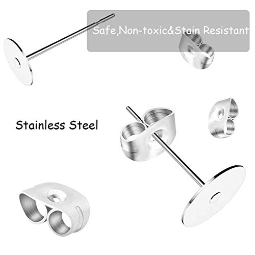 450PCS Earring Posts Stainless Steel Flat Pad,Hypoallergenic Stud ...