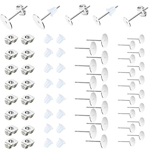 450PCS Earring Posts Stainless Steel Flat Pad,Hypoallergenic Stud ...