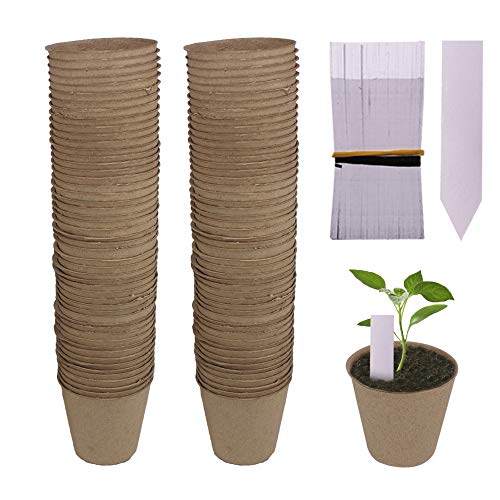 Huvai 100 Pack 3.15 Round Biodegradable Peat Pots Plant Seedling ...